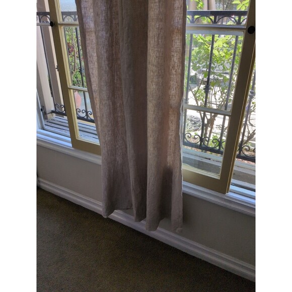 POTTERY BARN Classic Belgian Flax Linen Curtain Panel Tan Grommet 1  50 x  84 - Picture 8 of 10